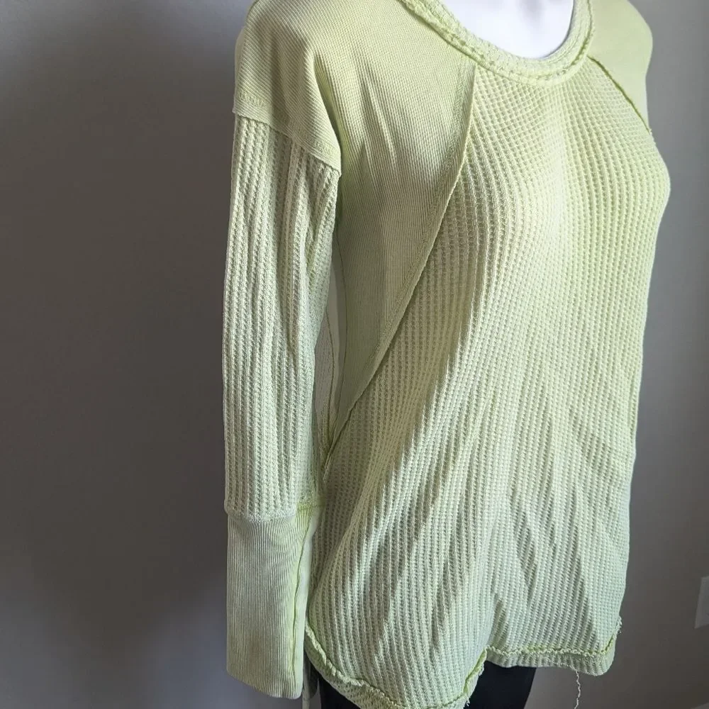 Soft Surroundings Kaydence Waffle Knit Thermal Long Sleeve High Low Tunic Shirt